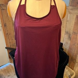 LADIES WOMEN'S  PLUS SIZE 2X WORK OUT WINE COLOR RAZOR BACK SHIRT TOP